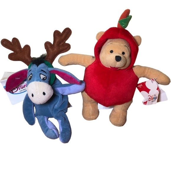 WINNIE The Pooh Dress Up Apple Costume Plush-Reindeer Eeyore Plush Mini Bean Bag - Picture 1 of 9